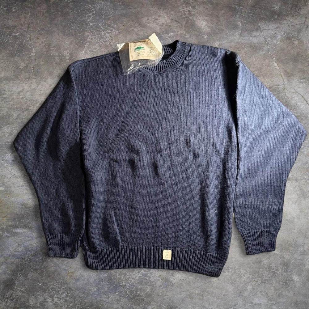 Vintage Hickory Hollow Navy Blue Cotton Knit Crew Neck Sweater XL 5050 J